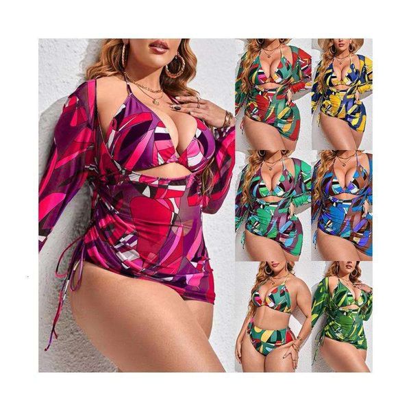 three piece bikini long sleeve drawstring figure flattering blouse split triangle womens swimsuit, White;black
three piece bikini long sleeve drawstring figure flattering blouse split triangle womens swimsuit, White;black