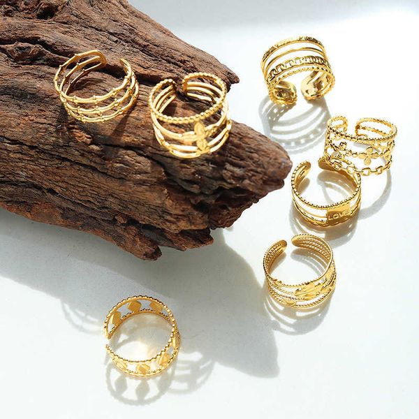 stainless steel jewelry rings set for women 18k gold plated link chain geometric twisted wide band open adjustable rings, Silver
stainless steel jewelry rings set for women 18k gold plated link chain geometric twisted wide band open adjustable rings, Silver