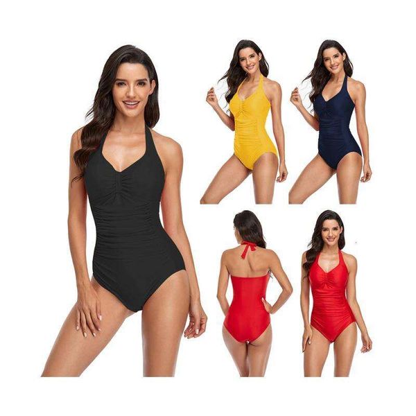 solid color one piece swimsuit multi tight halter lace up briefs sheath womens, White;black
solid color one piece swimsuit multi tight halter lace up briefs sheath womens, White;black