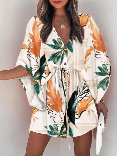 summer dress beach cover dresses casual swimwear drawstring tie-up loose dress fashion print batwing sleeve beach swim cover up button v nec, Black;gray
summer dress beach cover dresses casual swimwear drawstring tie-up loose dress fashion print batwing sleeve beach swim cover up button v nec, Black;gray