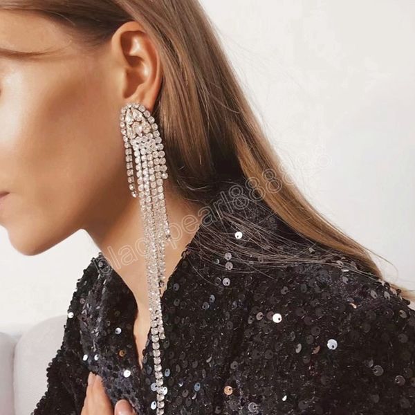 luxury rhinestone long tassel pendant women's earrings party wedding gift fashion jewelry accessories, Silver
luxury rhinestone long tassel pendant women's earrings party wedding gift fashion jewelry accessories, Silver