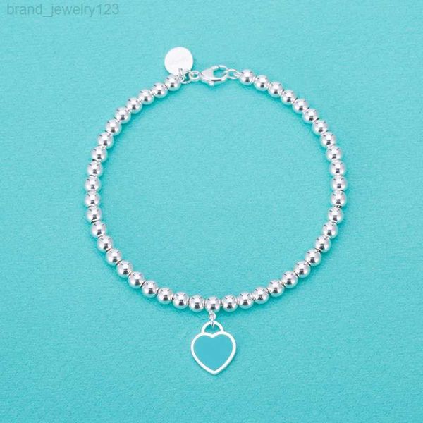 925 sterling silver 4mm silver beads heart bracelet for women enamel heart pendant fashion brand luxury jewelry party favors, Black
925 sterling silver 4mm silver beads heart bracelet for women enamel heart pendant fashion brand luxury jewelry party favors, Black
