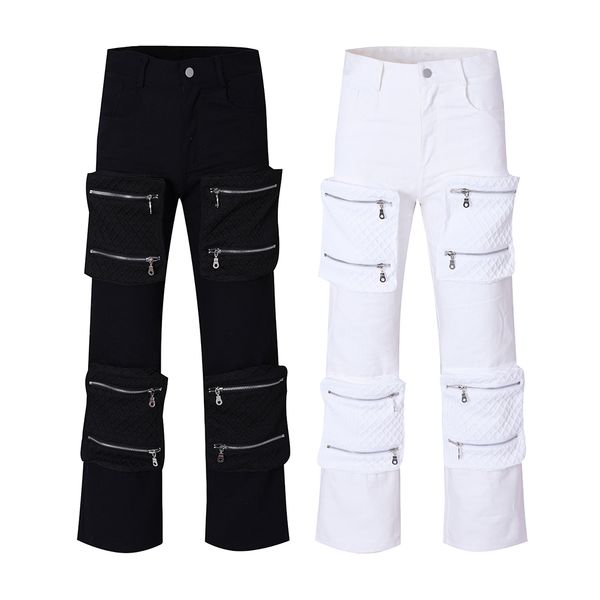 zipper pockets streetwear baggy casual cargo pants men's straight white black loose oversized denim trousers jeans, Blue
zipper pockets streetwear baggy casual cargo pants men's straight white black loose oversized denim trousers jeans, Blue