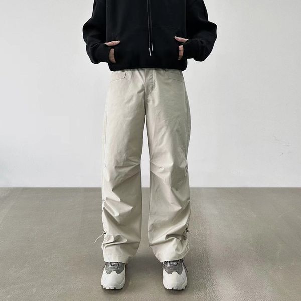 nylon quick dry pleated knee wide leg baggy cargos men's drawstring waist straight casual trousers oversized loose pants, Black
nylon quick dry pleated knee wide leg baggy cargos men's drawstring waist straight casual trousers oversized loose pants, Black