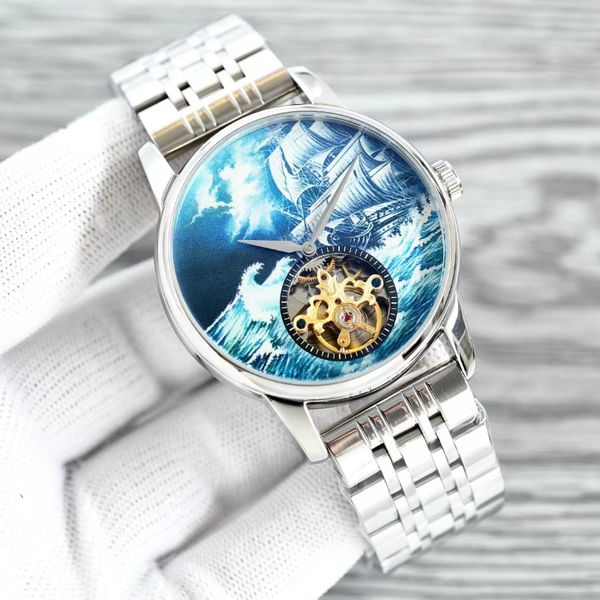 men's watch nautical engraving automatic machinery full of poetic dial with exquisite workmanship details sapphire mirror to create a h, Slivery;brown
men's watch nautical engraving automatic machinery full of poetic dial with exquisite workmanship details sapphire mirror to create a h, Slivery;brown