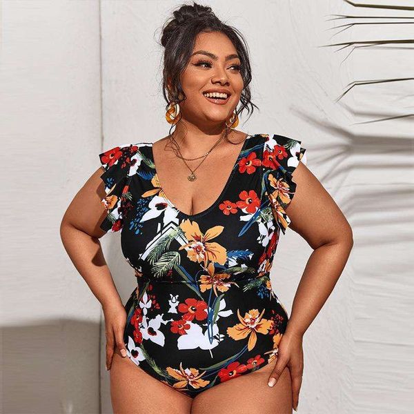 qisheng large size fat woman swimwears ruffle sleeve high waist covering belly thin one piece printed swimsuit, White;black
qisheng large size fat woman swimwears ruffle sleeve high waist covering belly thin one piece printed swimsuit, White;black