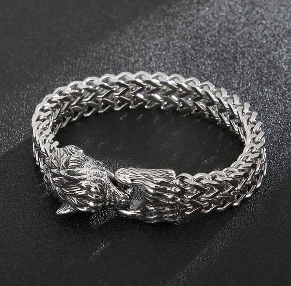 wolf head animal punk men bracelet viking retro stainless steel wristband charm trendy mesh chain bangle jewelry, Black
wolf head animal punk men bracelet viking retro stainless steel wristband charm trendy mesh chain bangle jewelry, Black