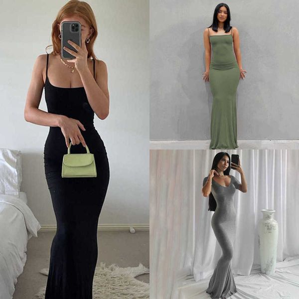 designer womens clothing maxi dresses skims suspenders casual dress plus size 3xl bodycon slim sling home female long skirts, Black;gray
designer womens clothing maxi dresses skims suspenders casual dress plus size 3xl bodycon slim sling home female long skirts, Black;gray