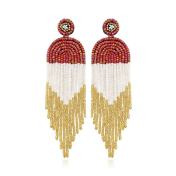 long boho statement beaded tassel dangle earrings big large bohemian handmade seed bead drop earrings for women, Silver
long boho statement beaded tassel dangle earrings big large bohemian handmade seed bead drop earrings for women, Silver