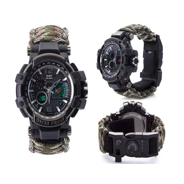waterproof multi-functional watch parachute bracelet outdoor mountaineering equipment army fan special forces with knife watch, Silver
waterproof multi-functional watch parachute bracelet outdoor mountaineering equipment army fan special forces with knife watch, Silver