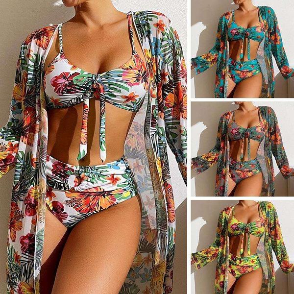 swimsuit long sleeve blouse split three piece suit printed womens bikini, White;black
swimsuit long sleeve blouse split three piece suit printed womens bikini, White;black