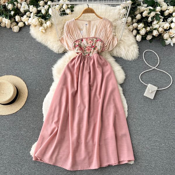 2023 casual dresses embroidery color contrast short sleeve dress summer women's new fashion slim waist elegant vintage clothes vestidos, Black;gray
2023 casual dresses embroidery color contrast short sleeve dress summer women's new fashion slim waist elegant vintage clothes vestidos, Black;gray