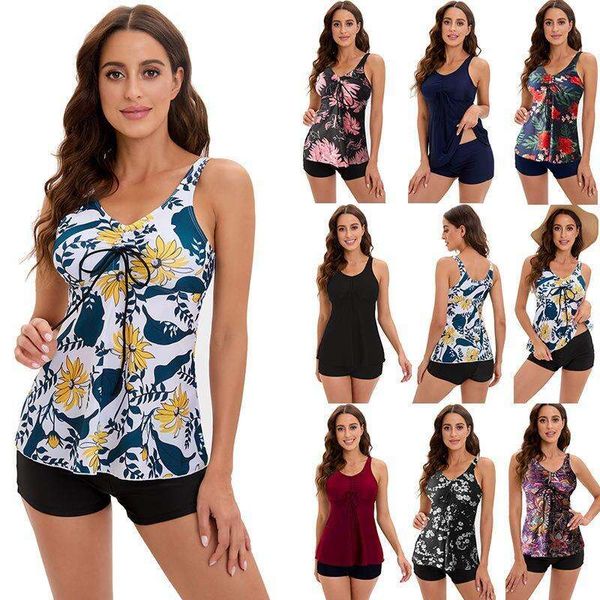 tankini solid bikini color printing multi conservative boxer skirt split womens swimsuit, White;black
tankini solid bikini color printing multi conservative boxer skirt split womens swimsuit, White;black