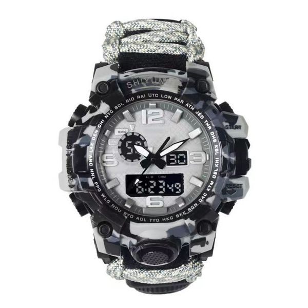 outdoor multifunctional paracord waterproof watch wilderness survival bracelet sports strap flint whistle compass whit, Silver
outdoor multifunctional paracord waterproof watch wilderness survival bracelet sports strap flint whistle compass whit, Silver