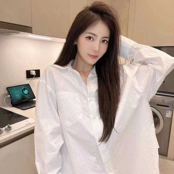 summer blouse designer shirt loose lapel long sleeved shirts womens mid-length diamond-encrusted letter embroidery shirt top, White
summer blouse designer shirt loose lapel long sleeved shirts womens mid-length diamond-encrusted letter embroidery shirt top, White