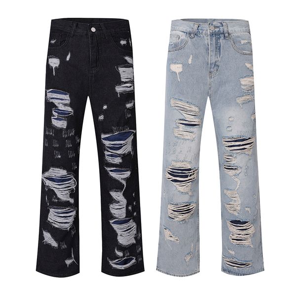 hole ripped distressed baggy casual jeans pants for men high street straight loose denim trousers cargos, Black
hole ripped distressed baggy casual jeans pants for men high street straight loose denim trousers cargos, Black