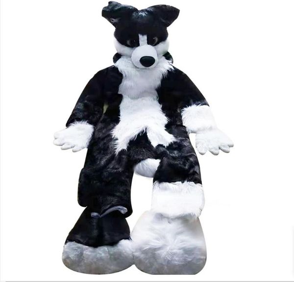 black and white husky fox medium long fur mascot costume walking halloween suit party halloween dress christmas suit party, Red;yellow
black and white husky fox medium long fur mascot costume walking halloween suit party halloween dress christmas suit party, Red;yellow