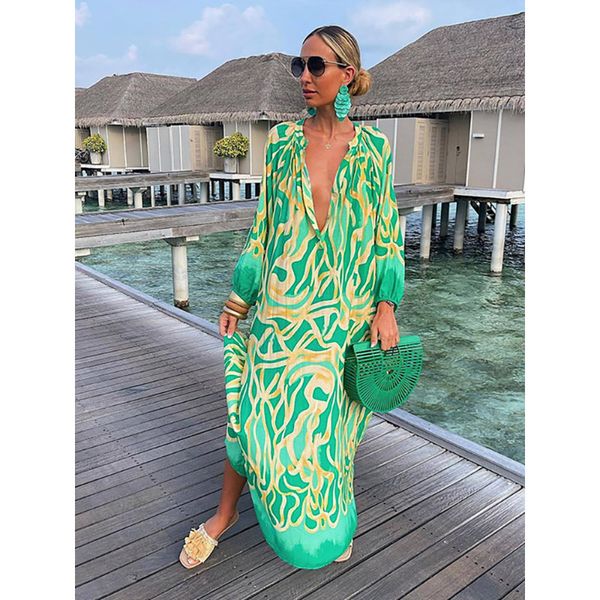 basic casual dresses women deep vneck maxi bohemian lantern sleeve printed long dress female vintage holiday loose beach cover up47, Black;gray
basic casual dresses women deep vneck maxi bohemian lantern sleeve printed long dress female vintage holiday loose beach cover up47, Black;gray
