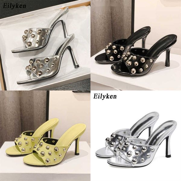 summer slippers fashion shallow rivet open toe women new thin high heels sandals party dress slides shoes 230511, Black
summer slippers fashion shallow rivet open toe women new thin high heels sandals party dress slides shoes 230511, Black