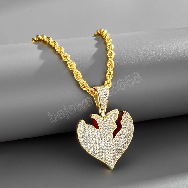 men hip hop chain iced out bling bling heart broke pendant necklace 3mm rope chain hip hop necklaces fashion charm jewelry, Silver
men hip hop chain iced out bling bling heart broke pendant necklace 3mm rope chain hip hop necklaces fashion charm jewelry, Silver