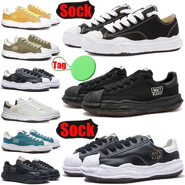 

maison mihara yasuhiro blakey low og mmy sole canvas sneakers shoes for black white men women black white mens womens sports sneakers runner