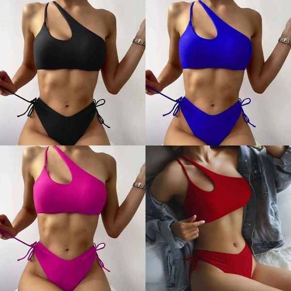 womens beach one shoulder bikinis solid color split swimsuit bikin, White;black
womens beach one shoulder bikinis solid color split swimsuit bikin, White;black