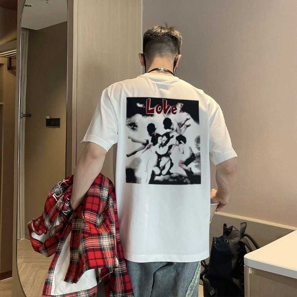 aysf new style t-shirts for men and women fashion designer saint michael cupid love pure cotton loose american letter short sleeves, White;black
aysf new style t-shirts for men and women fashion designer saint michael cupid love pure cotton loose american letter short sleeves, White;black