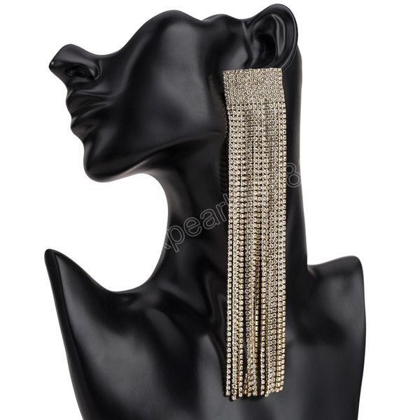 trend rhinestone chain tassel long women's dangle earrings party wedding fashion jewelry accessories, Silver
trend rhinestone chain tassel long women's dangle earrings party wedding fashion jewelry accessories, Silver