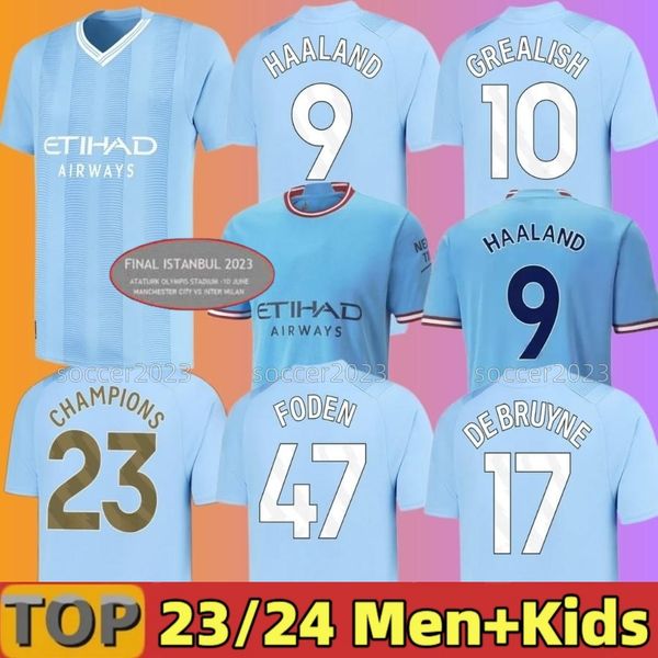 22 23 24 haaland soccer jerseys grealish sterling mans cities mahrez fans player version de bruyne foden 2023 2024 football shirt kids kit, Black;yellow
22 23 24 haaland soccer jerseys grealish sterling mans cities mahrez fans player version de bruyne foden 2023 2024 football shirt kids kit, Black;yellow