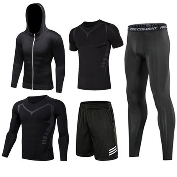 five piece fitness suit men's fast drying clothes gym sports skin-tight garment running basketball training clothes spring and summer, Gray
five piece fitness suit men's fast drying clothes gym sports skin-tight garment running basketball training clothes spring and summer, Gray