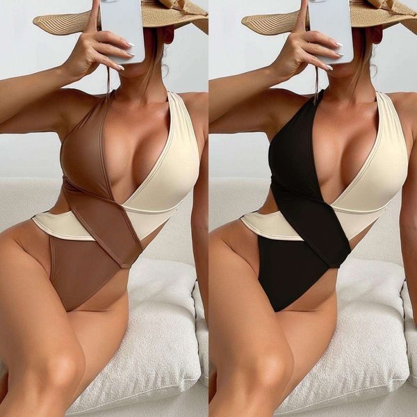 womens one piece color matching bikini low cut swimming clothes wholesale swimwear, White;black
womens one piece color matching bikini low cut swimming clothes wholesale swimwear, White;black