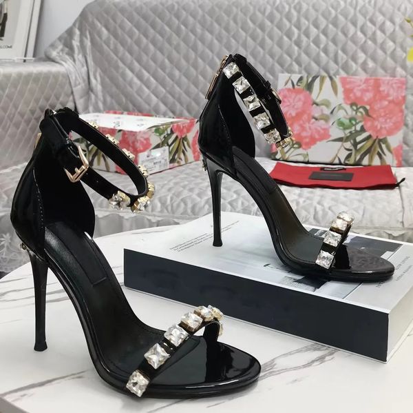 summer 23s/s brand polished calfskin sandals shoes women patent leather rhinestones studs party wedding dress lady high heels eu35-43, Black
summer 23s/s brand polished calfskin sandals shoes women patent leather rhinestones studs party wedding dress lady high heels eu35-43, Black
