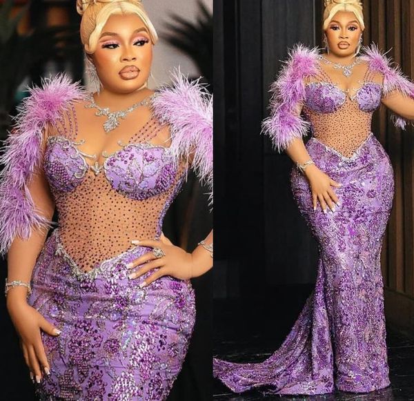 2023 aso ebi lilac mermaid prom dress beaded feather evening formal party second reception birthday bridesmaid engagement gowns dresses robe, Black
2023 aso ebi lilac mermaid prom dress beaded feather evening formal party second reception birthday bridesmaid engagement gowns dresses robe, Black