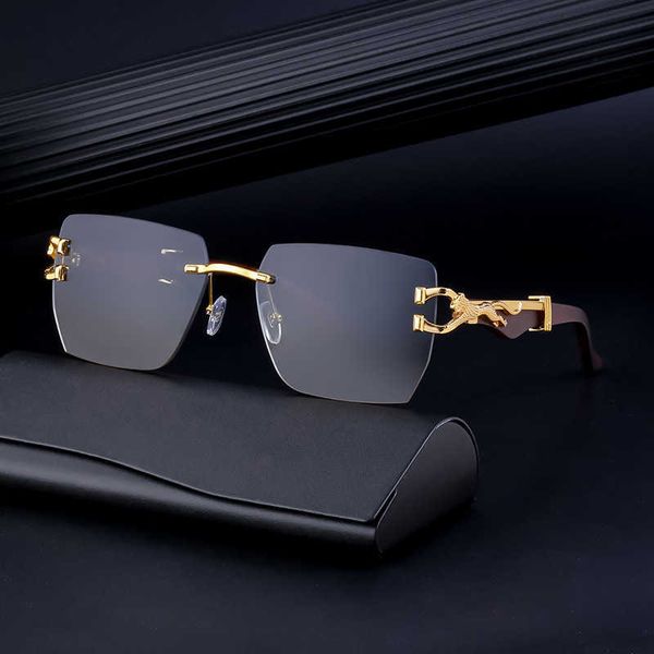 leopard imitation wood grain mirror legs men's square sunglasses frameless cut edge business driving sunglasses, White;black
leopard imitation wood grain mirror legs men's square sunglasses frameless cut edge business driving sunglasses, White;black