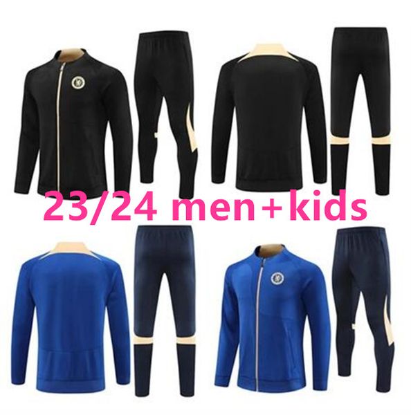 Image of 2023 2024 Cfc Adult Kids Tracksuit Training Suit Soccer Tracksuits Jacket 23 24 Kante Pulisic Mount Havertz Sterling Long Zipper Jacket