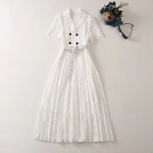 european and american women's clothes 2023 summer new short-sleeved suit collar white lace belt fashion pleated dress xxl, Black;gray
european and american women's clothes 2023 summer new short-sleeved suit collar white lace belt fashion pleated dress xxl, Black;gray