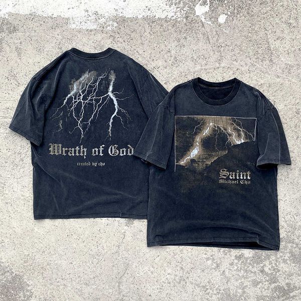 5ez5 new style t-shirts for men and women fashion designer saint michael cho thunder wrath american wash vintage short sleeve, White;black
5ez5 new style t-shirts for men and women fashion designer saint michael cho thunder wrath american wash vintage short sleeve, White;black
