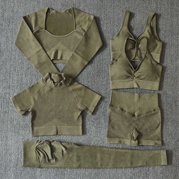 women's tracksuits seamless women yoga set ribbed washed crop shirt gym leggings outfit workout fitness wear sport suit, Gray
women's tracksuits seamless women yoga set ribbed washed crop shirt gym leggings outfit workout fitness wear sport suit, Gray