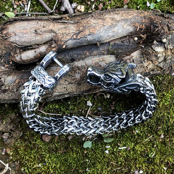 titanium steel fashion jewelry vikings men's bracelet domineering retro accessories thick chain stainless steel wolf bracelet, Black
titanium steel fashion jewelry vikings men's bracelet domineering retro accessories thick chain stainless steel wolf bracelet, Black
