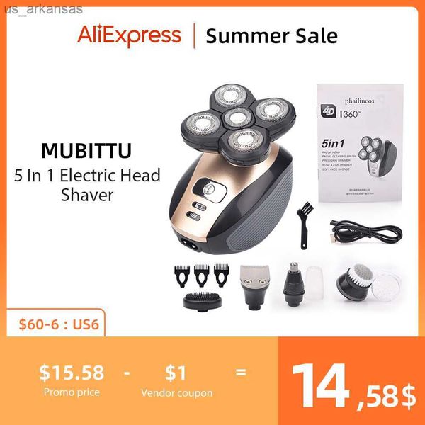 5 in 1 4d men's rechargeable bald head electric shaver 5 floating heads beard nose ear hair trimmer razor clipper facial brush l230523
5 in 1 4d men's rechargeable bald head electric shaver 5 floating heads beard nose ear hair trimmer razor clipper facial brush l230523