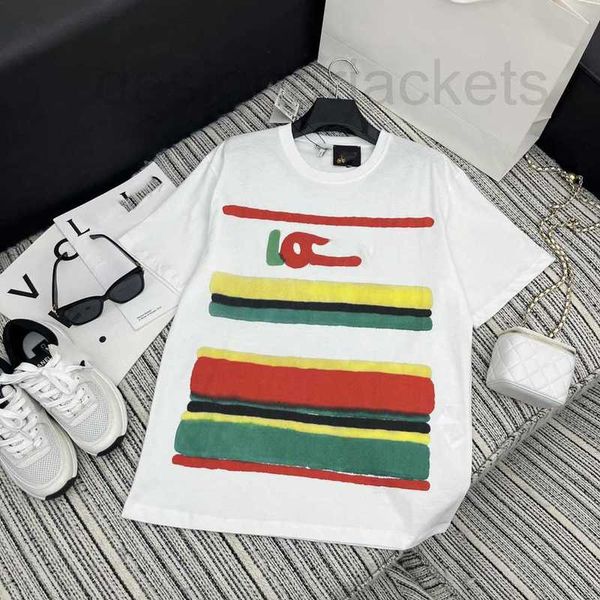 women's t-shirt designer 23 summer new college style casual versatile loose and slim colorful striped letter men's short sleeve t-, White
women's t-shirt designer 23 summer new college style casual versatile loose and slim colorful striped letter men's short sleeve t-, White