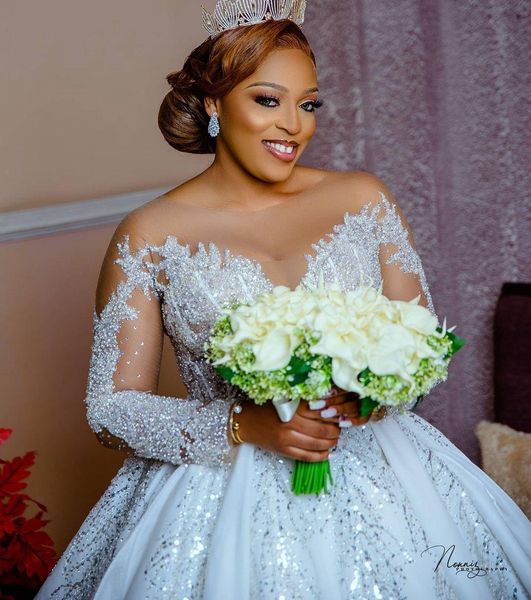 luxury ball gown aso ebi wedding dress long sleeves illusion organza beads sequins glitter south afraci bridal dresses customed vestidos de, White
luxury ball gown aso ebi wedding dress long sleeves illusion organza beads sequins glitter south afraci bridal dresses customed vestidos de, White