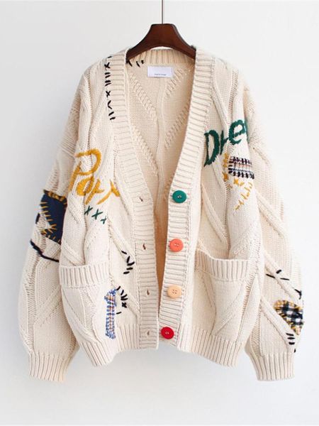 sweaters sweater woman winter 2023 lazy wind handembroidered sweater loose short knitted cardigan oversied sweater knit korean fashion, White;black
sweaters sweater woman winter 2023 lazy wind handembroidered sweater loose short knitted cardigan oversied sweater knit korean fashion, White;black