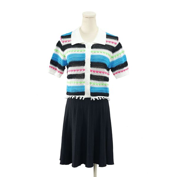 602 l 2023 summer sweaters women's pullover sweater striped lapel neck short sleeve brand same style women's yue, White;black
602 l 2023 summer sweaters women's pullover sweater striped lapel neck short sleeve brand same style women's yue, White;black