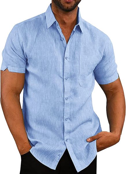 mens short sleeve shirts button down beach linen fishing tees spread collar plain summer blouses, White;black
mens short sleeve shirts button down beach linen fishing tees spread collar plain summer blouses, White;black