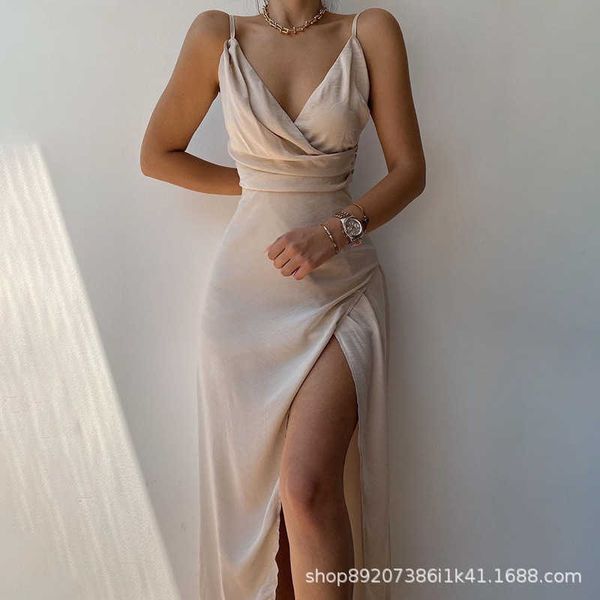 spring 2022 v-neck sling split dress women's medium length dress1poe, White;black
spring 2022 v-neck sling split dress women's medium length dress1poe, White;black