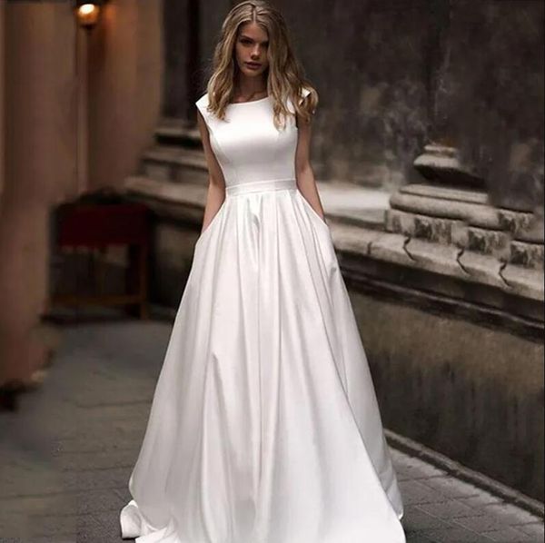 wedding dresses with pocket vestido de novia satin white sleeveless bridal gowns floor length wedding gown qa-1
wedding dresses with pocket vestido de novia satin white sleeveless bridal gowns floor length wedding gown qa-1