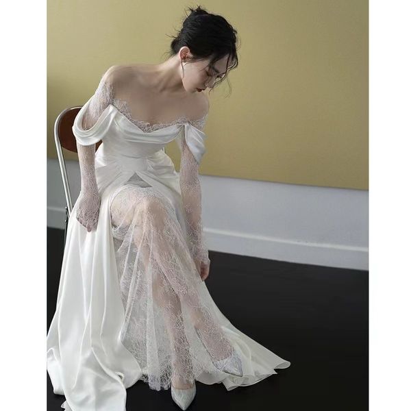 2023 mermaid wedding dresses off the shoulder lace overskirts portrait sparkly crystal rhinestones bridal gowns dubai vestidos de novia lace, White
2023 mermaid wedding dresses off the shoulder lace overskirts portrait sparkly crystal rhinestones bridal gowns dubai vestidos de novia lace, White