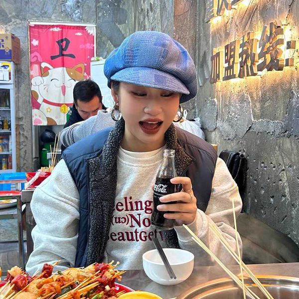 berets vintage textured denim blue plaid beret spring summer travel sunset personalized designer men's and women's news boys', Blue;gray
berets vintage textured denim blue plaid beret spring summer travel sunset personalized designer men's and women's news boys', Blue;gray