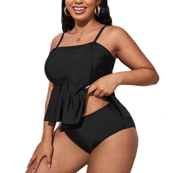 fat woman swimsuit split briefs black slimming large size tankini for women, White;black
fat woman swimsuit split briefs black slimming large size tankini for women, White;black
